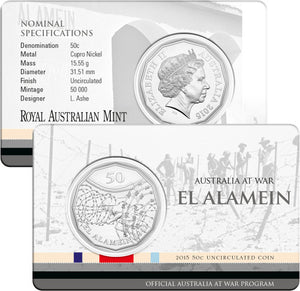 2015 50c Australia At War El Alamein Uncirculated Coin