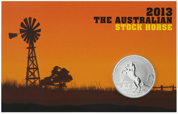 2013 Australian Stock Horse 1oz Silver Coin in Card