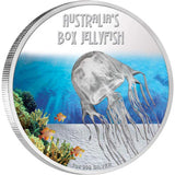 2011 $1 Deadly and Dangerous Box Jellyfish 1oz Silver Coloured Proof Coin