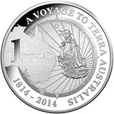 2014 $1 A Voyage To Terra Australis Silver Proof Coin