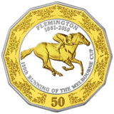 2010 50c 150th Running of The Melbourne Cup Selectively Gold Plated Silver Proof 2 Coin Set