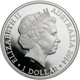 2014 $1 Kangaroo In Outback F15 Privy Mark 1oz Silver Proof Coin