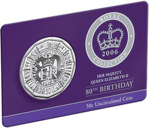 2006 50c Her Majesty Queen Elizabeth II 80th Birthday Uncirculated Coin