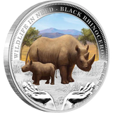2012 $1 Wildlife In Need Black Rhinoceros 1oz Silver Coloured Proof Coin