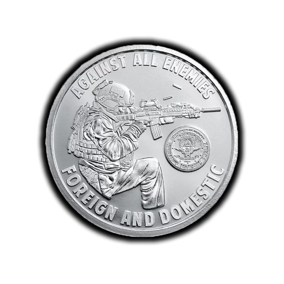 Golden State Mint Silver Against All Enemies Round 1oz