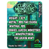 2025 Classic Monsters - Swamp Creature 1oz Silver Colour Round