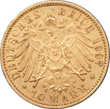1907 German States (Prussia) 10 Mark Gold Coin VF