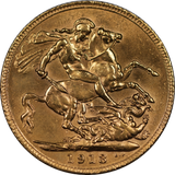 1913 King George V London Mint Gold Sovereign aUNC