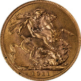 1911 King George V Canada Mint Gold Sovereign aUNC