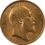 1910 King Edward VII Sydney Mint Gold Sovereign aUNC