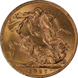 1927 King George V South Africa Mint Gold Sovereign aUNC
