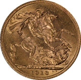 1913 King George V London Mint Gold Sovereign aUNC