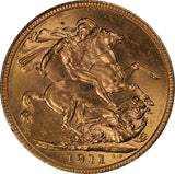 1911 King George V London Mint Gold Sovereign aUNC
