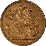 1909 King Edward VII Sydney Mint Gold Sovereign aEF