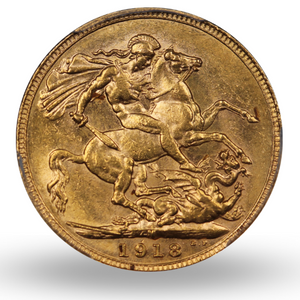 1918 Melbourne Mint Gold Sovereign PCGS AU58