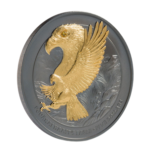 2025 NZ Haast’s Eagle 2oz Silver Coin featuring Rose Gold Plating and a Zirconia Gem in the Eye