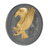 2025 NZ Haast’s Eagle 2oz Silver Coin featuring Rose Gold Plating and a Zirconia Gem in the Eye