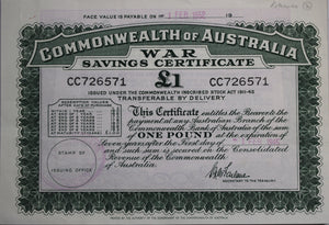 Australia 1945 One Pound War Savings Certificate