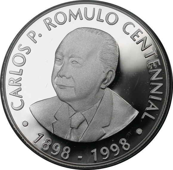 1998 Philippines Carlos P Romulo Centennial 500 Piso Silver Proof Coin