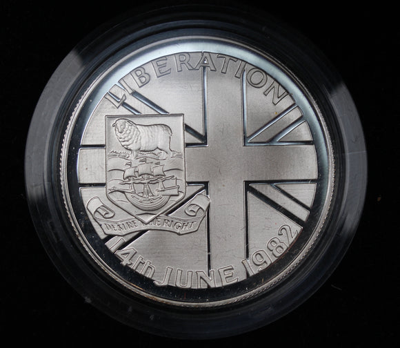 1982 Falkland Islands Liberation Crown Silver Proof Coin with Case