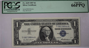 USA 1957 Silver Certificate $1 Note PCGS Gem66PPQ
