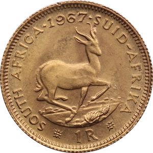 South Africa 1976 1 Rand Gold UNC (Edge Knock)
