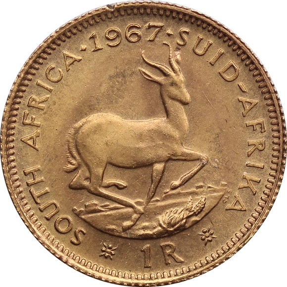 South Africa 1976 1 Rand Gold UNC (Edge Knock)