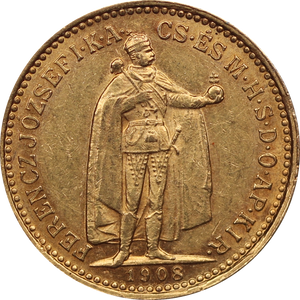 Hungary 1908 10 Korona Gold Coin VF
