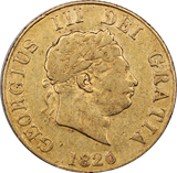 GB 1820 George III Gold Half Sovereign aFine