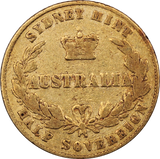 1864 Sydney Mint Half Sovereign aFine