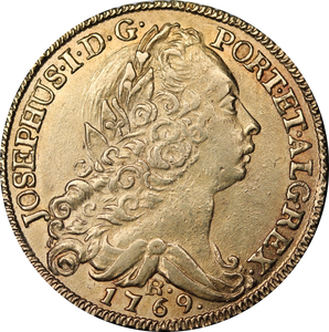 1769 Brazil Joseph I Gold Half Johanna 6400 Reis EF