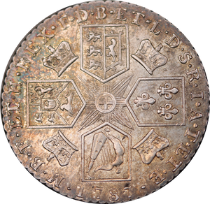1787 GB George III Shilling with Semée of Hearts EF