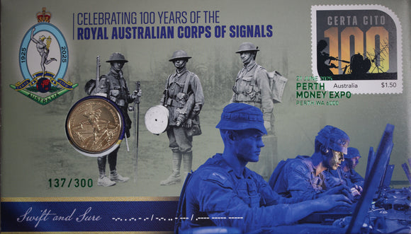 2025 $1 Centenary of Royal Australian Corps of Signals Perth Money Expo Day 1 PNC