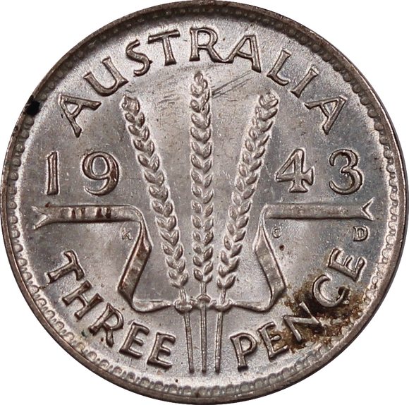 1943D Threepence aUNC