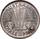 1943D Threepence aUNC