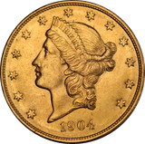 USA 1904 $20 Double Eagle Gold Coin aUNC