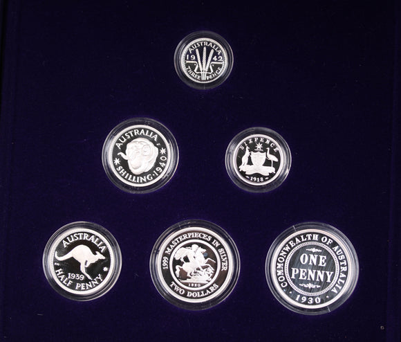 1999 Masterpieces In Silver Memories 6 Coin Proof Set
