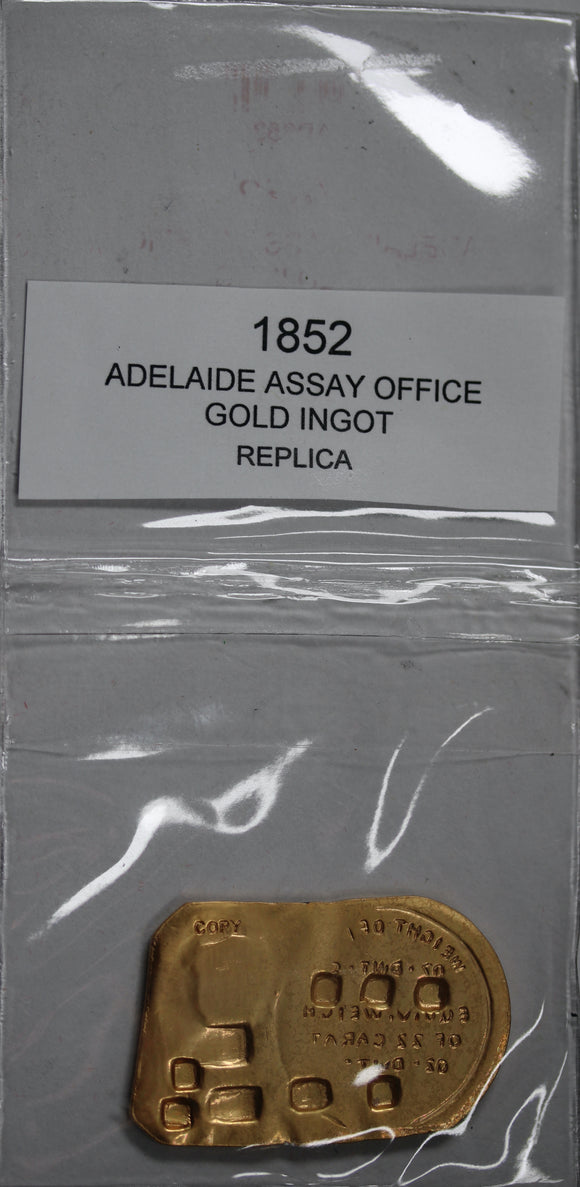 1852 Adelaide Assay Office Gold Ingot Replica