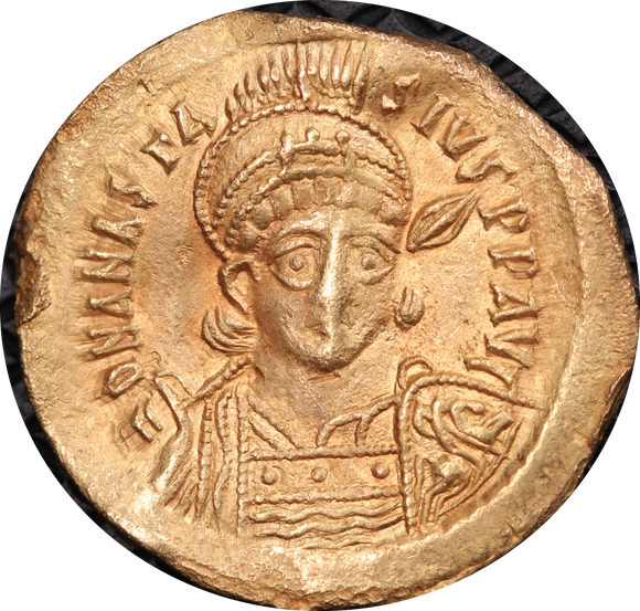 Byzantine Anastasius I Gold Solidus Coin aEF 491-518AD