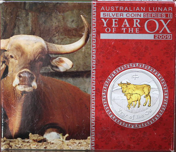 2009 Lunar Year of the Ox 1oz Gilded Silver Proof Coin