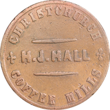 New Zealand c. 1862 Henry J. Hall, Christchurch Coffee Mills Penny Token