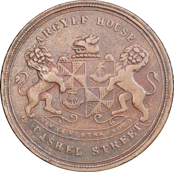 New Zealand c. 1870 G.L. Beath & Co, Drapers, Christchurch Penny Token VF