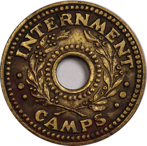 1943 One Penny Internment Token Very Fine