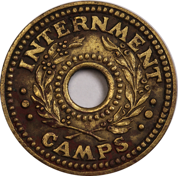 1943 One Penny Internment Token Very Fine