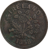 Ireland 1858 William Hodgins, Banker, Cloghjordan Penny Token gFine