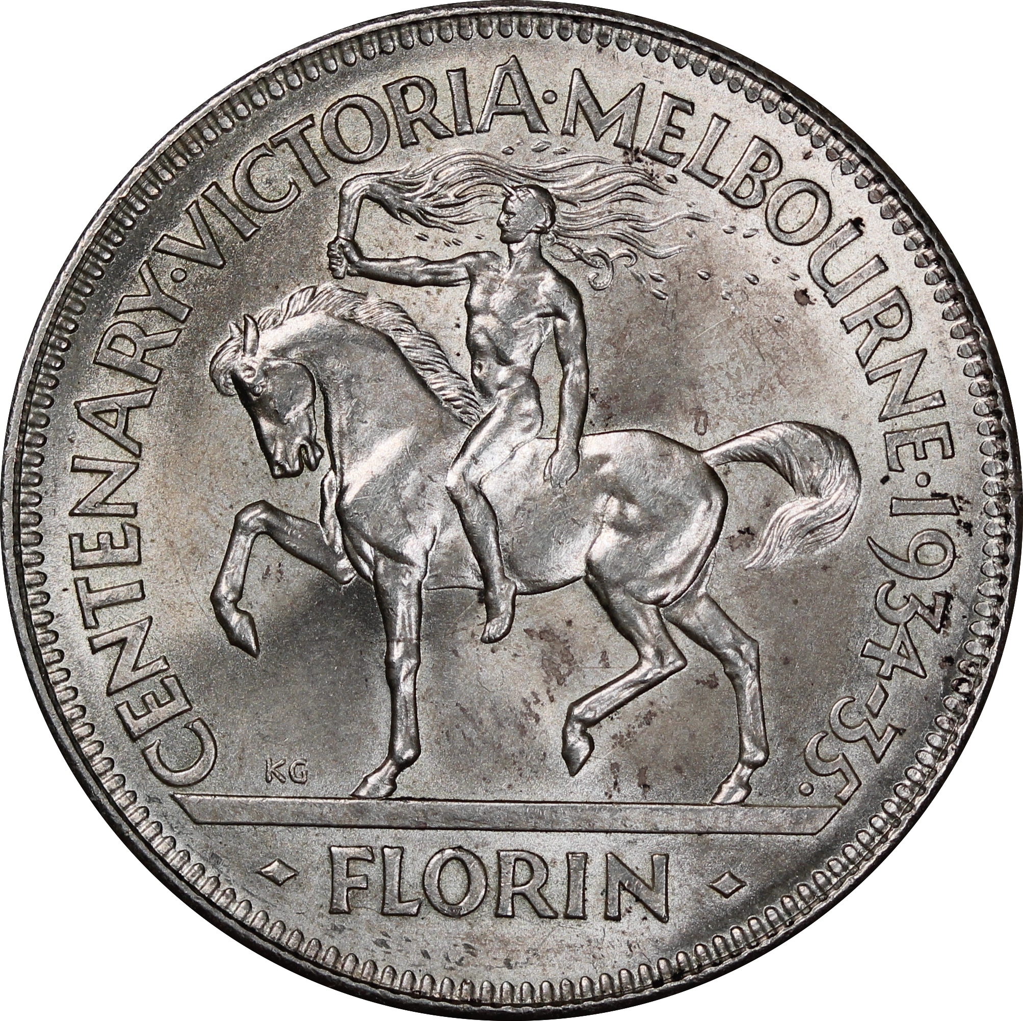 オーストラリア 1934-35年 フローリン メルボルン100周年記念 1 Florin - George V (Victoria and Melbourne Centenary