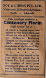 1934/35 Melbourne Centenary Florin UNC with Foys Bag EF
