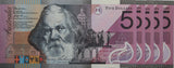 2001 $5 Note Centenary of Federation Consecutive Run of 5 UNC