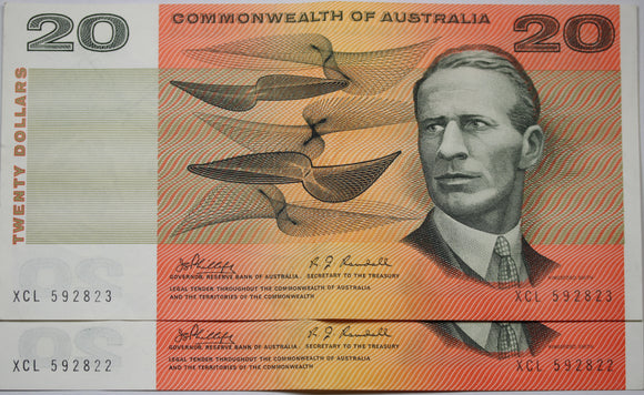 $20 1968 Phillips/Randall Consecutive Pair aEF