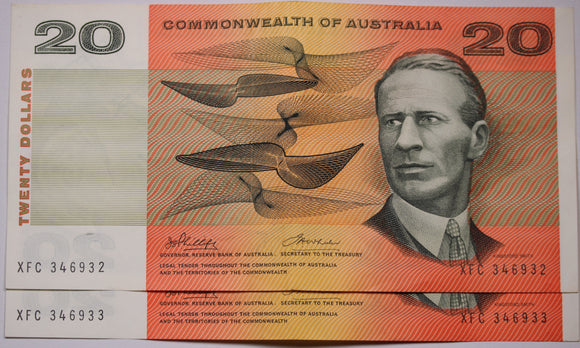 1972 $20 Phillips/Wheeler Consecutive Pair aEF